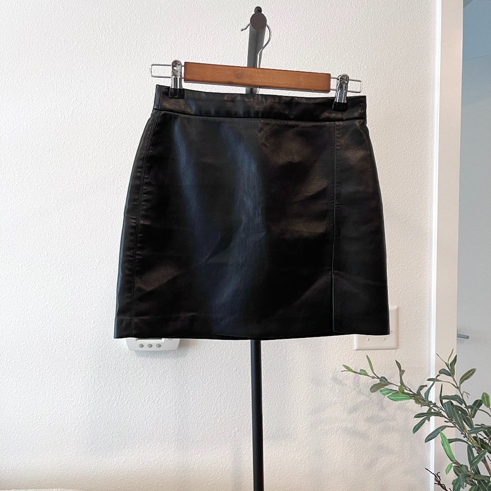 Aritzia Wilfred Patio Leather Slit Mini Skirt | 2